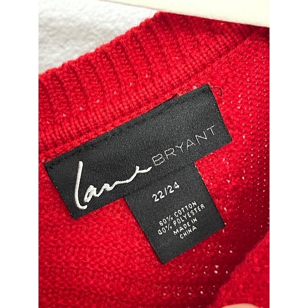Lane Bryant Plus Red Knit Scoop Neck 3/4 Sleeve Tunic Sweater Size 22/24 ❤️ - Picture 3 of 9